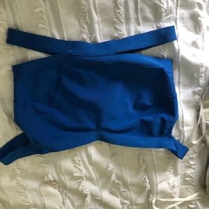 Wow courure royal blue bandage material crop top